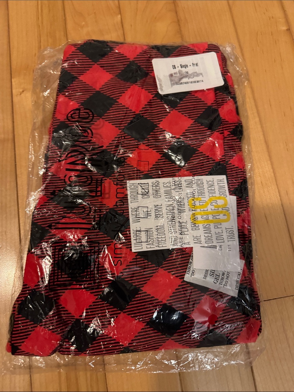 LuLaRoe OS Leggings Red and Black Buffalo Plaid